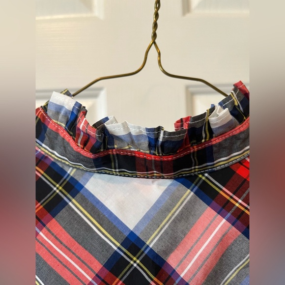 Plaid J. Crew Ruffle Neck Sleeveless Popover Blouse Top (NWT) - Picture 10 of 11